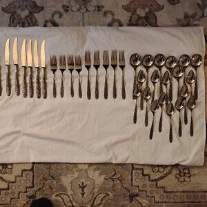 35 Piece Flatware set Japan Nasco Stainless Narcissus Daffodil